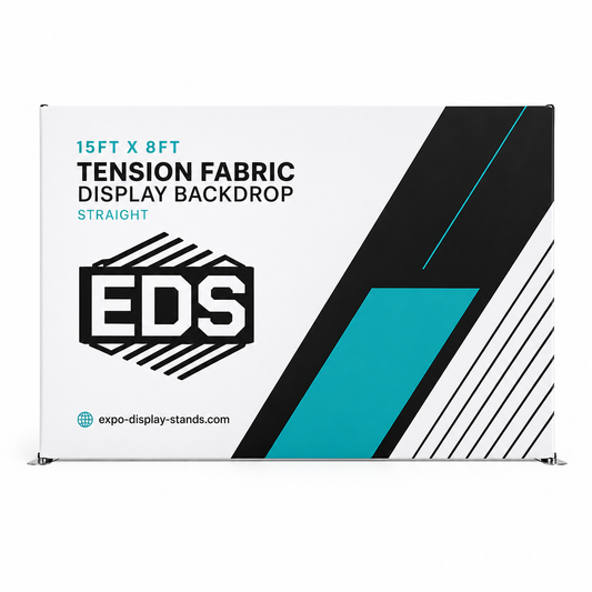 15ft x 8ft Tension Fabric Display Exhibition Backdrop - Straight