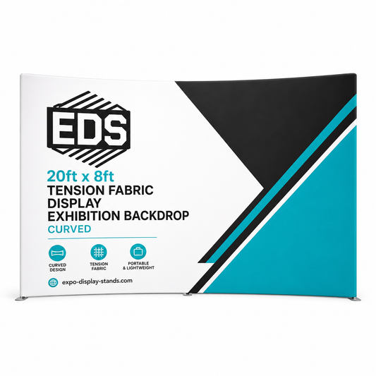 20ft x 8ft Tension Fabric Display Exhibition Backdrop - Curved