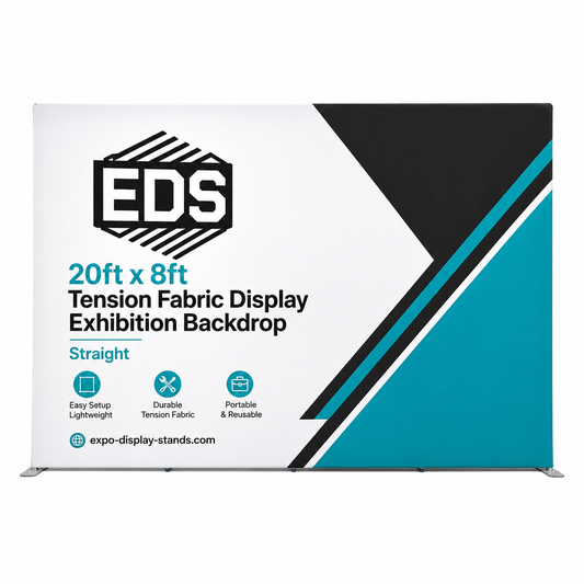 20ft x 8ft Tension Fabric Display Exhibition Backdrop - Straight