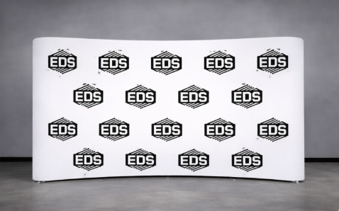15ft x 8ft Tension Fabric Display Exhibition Backdrop - Curved